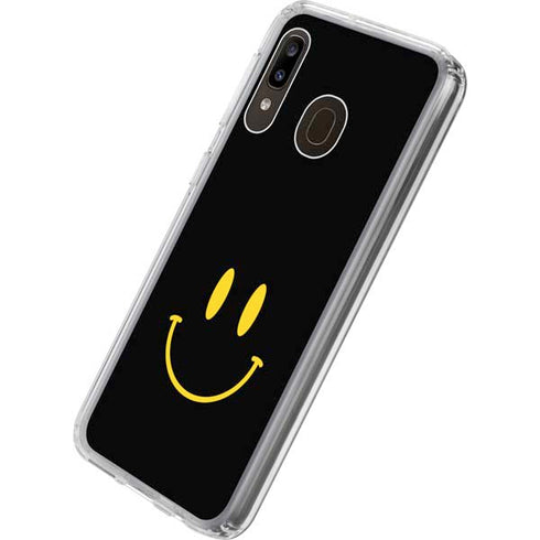 Black Happy Face Galaxy A20 Clear Case